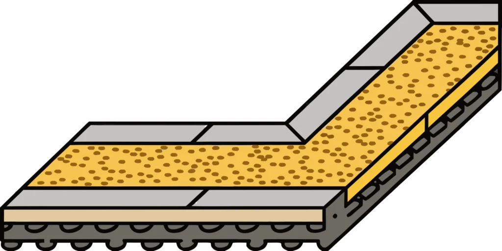 Cross-section showing the correct layers of paver base sand for MN projects.