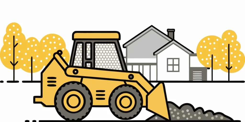 Skid steer grading a residential lawn in Minnesota