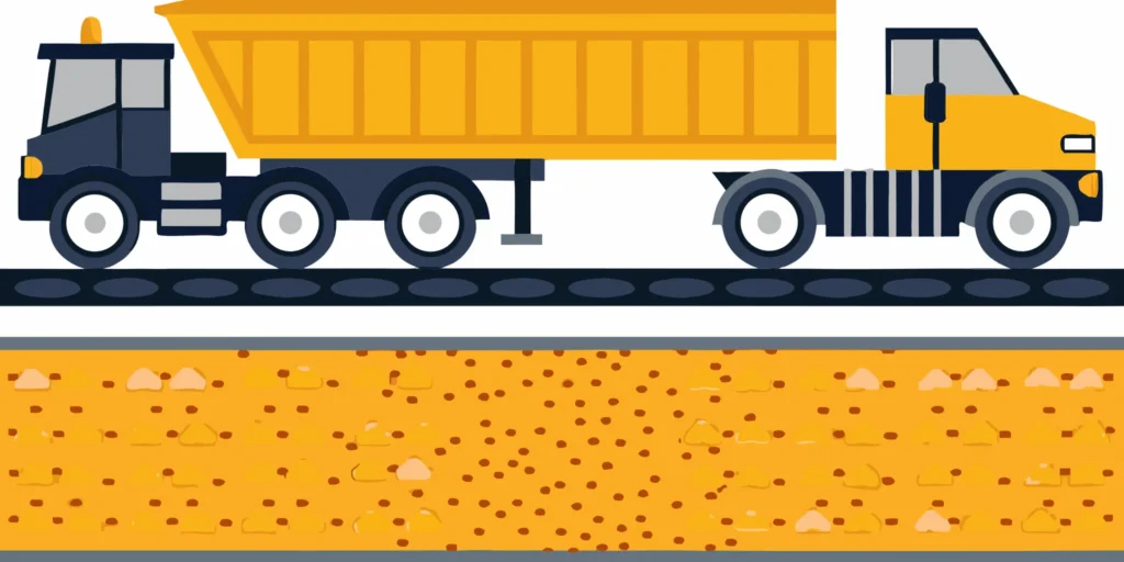 Class 5 gravel being spread and compacted on a Minnesota driveway construction site