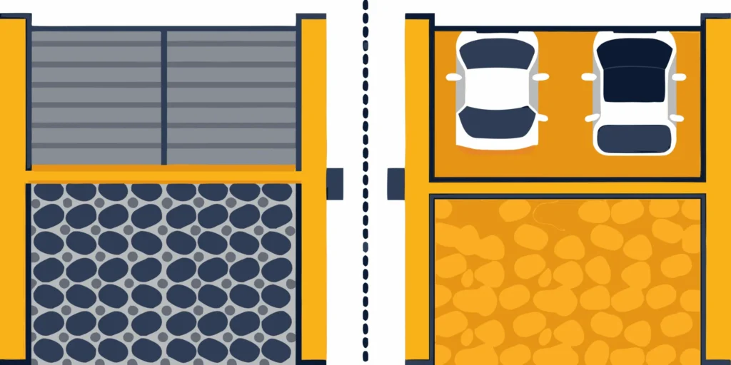 A car parked on a solid driveway made of class 5 gravel.