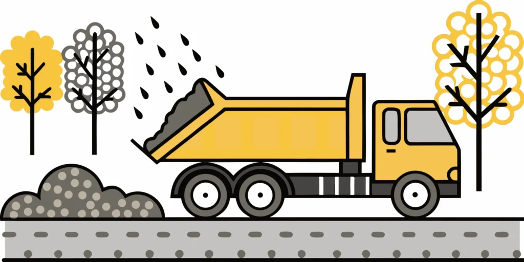 Heavy truck delivering aggregate during Minnesota spring load restrictions