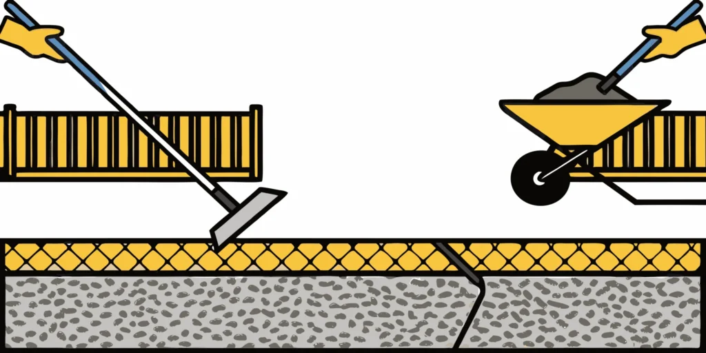 An easy way to spread gravel using a rake and wheelbarrow.
