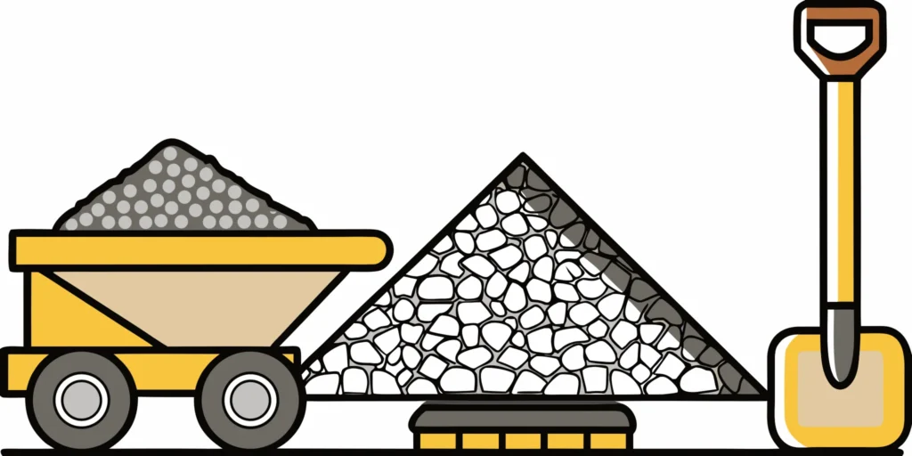 A pile of Class 5 gravel being used for a driveway, road foundation, or construction project.